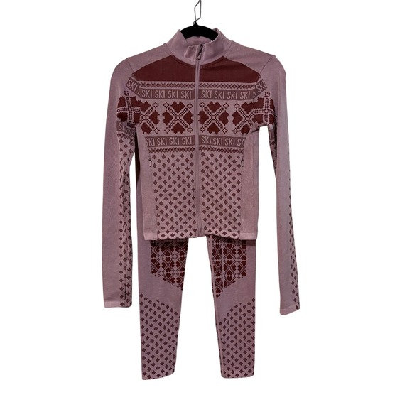 all in motion Other - All In Motion Women Robust Maroon Ski Seamless Jacket and Leggings Set XS/S